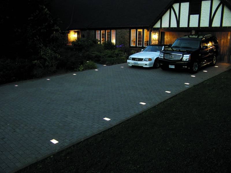 Driveway pavers and lighting